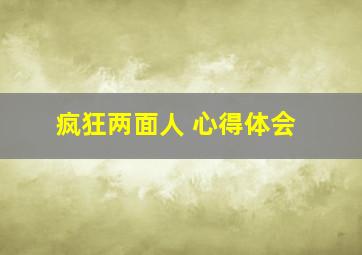 疯狂两面人 心得体会